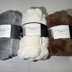 60 X 70 Extra Large Bubble Fur Luxurious Throw - Gray, White, Brown - Pick One